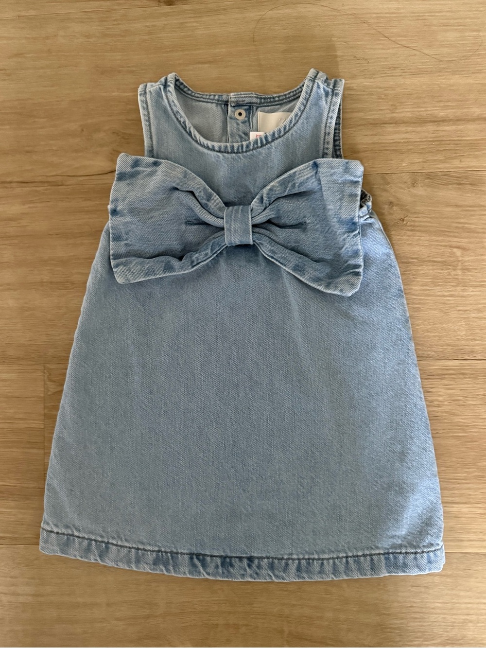 Zara Light Blue Denim Dress with Front Bow